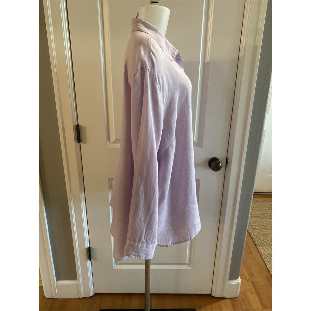 J.Jill Love Linen Women's 2X Lilac 100% Linen Button‎ Front Shirt Relaxed Fit - Picture 5 of 11